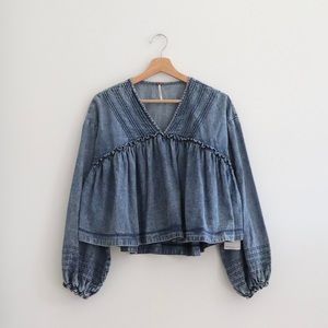 Free People Charlotte Denim Top